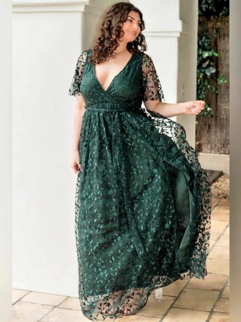 Baltic Born Arabella Embroidered Tulle Maxi Dress Green